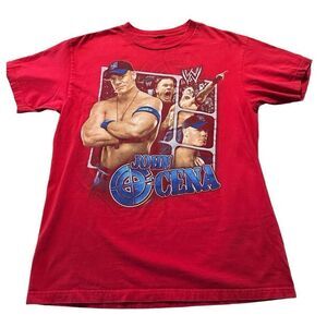 John Cena WWE 2009 Shirt Red Short Sleeve T-Shirt Graphic Youth Size XL 14/16
